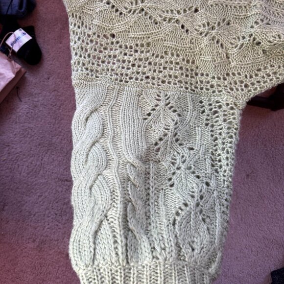 3BN Golden Hour Bubble Sleeve Sweater Dress Medium Light Green - Picture 4 of 5